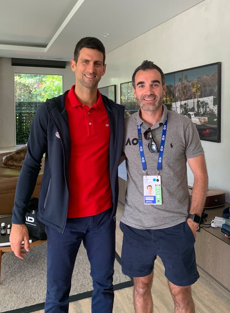 Novac Djokovic in photo with Luke of Ace Sports Clinic Toronto