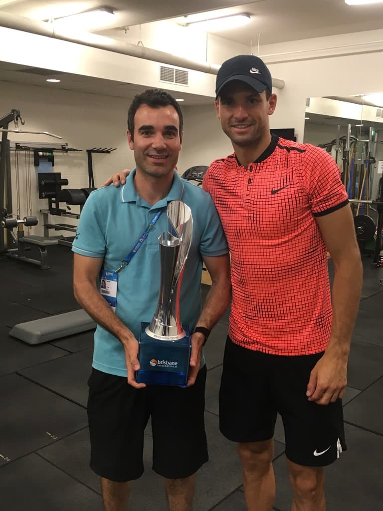 Tennis star Grigor Dmitrov with Physiotherapist Luke Fuller.